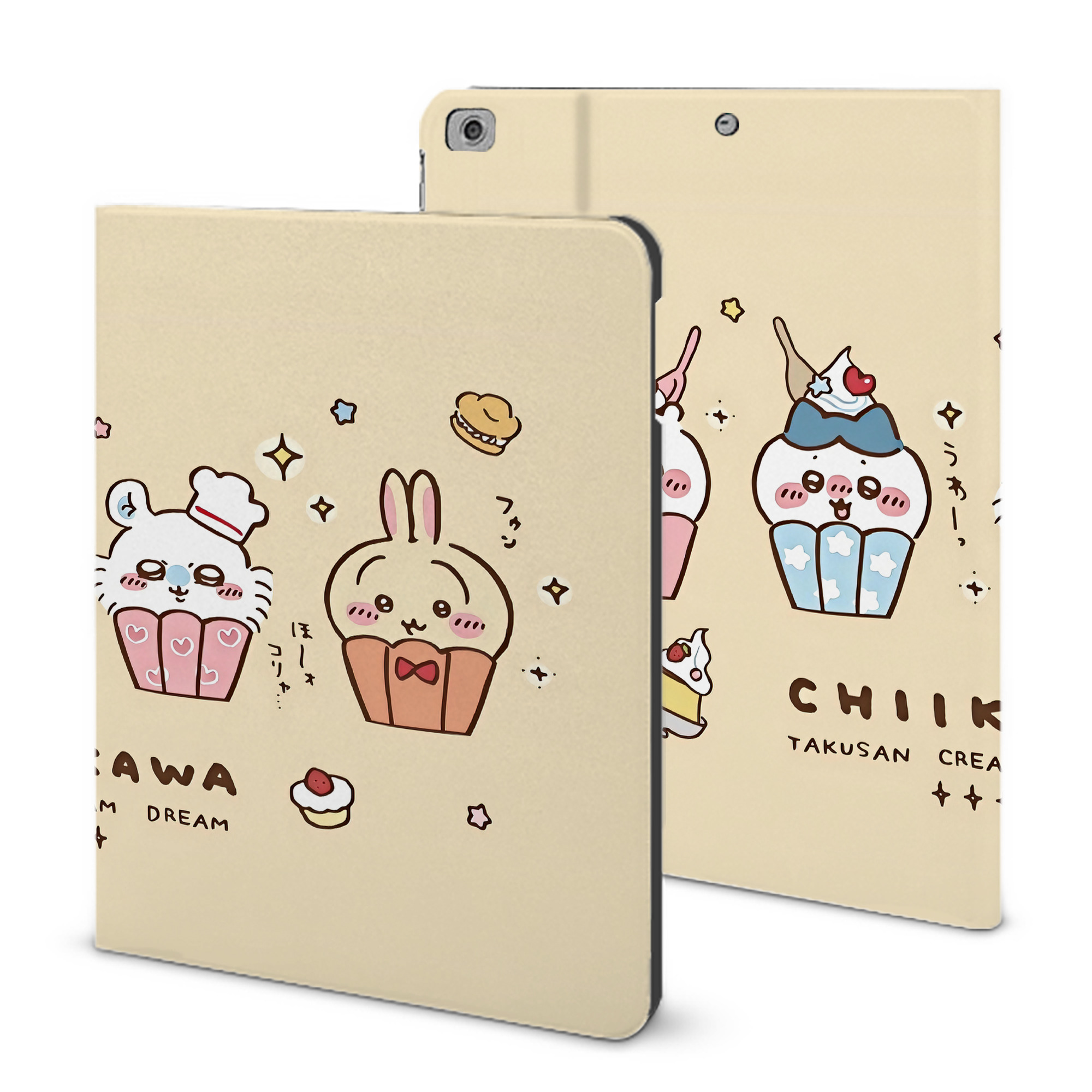 （画像用） ちいかわ Chii-kawa IPad ケース ブック型 PUレザー TPU 耐衝撃 軽量 薄型 ペン収納なし 全面保護 IPad 各モデル対応